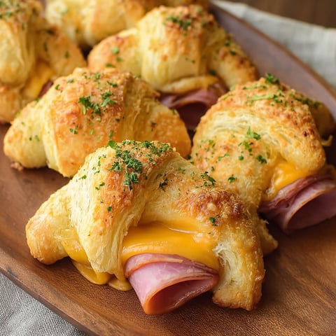 A plate of ham and cheese crescent roll ups.